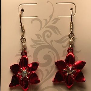 Poinsettia Dangling Earrings